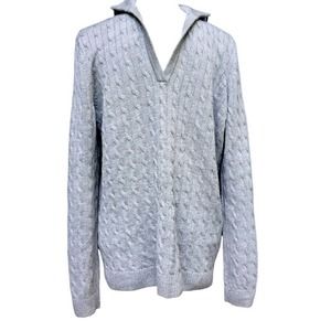 346 Brooks Brothers Gray Merino Wool Cable knit sweater Large